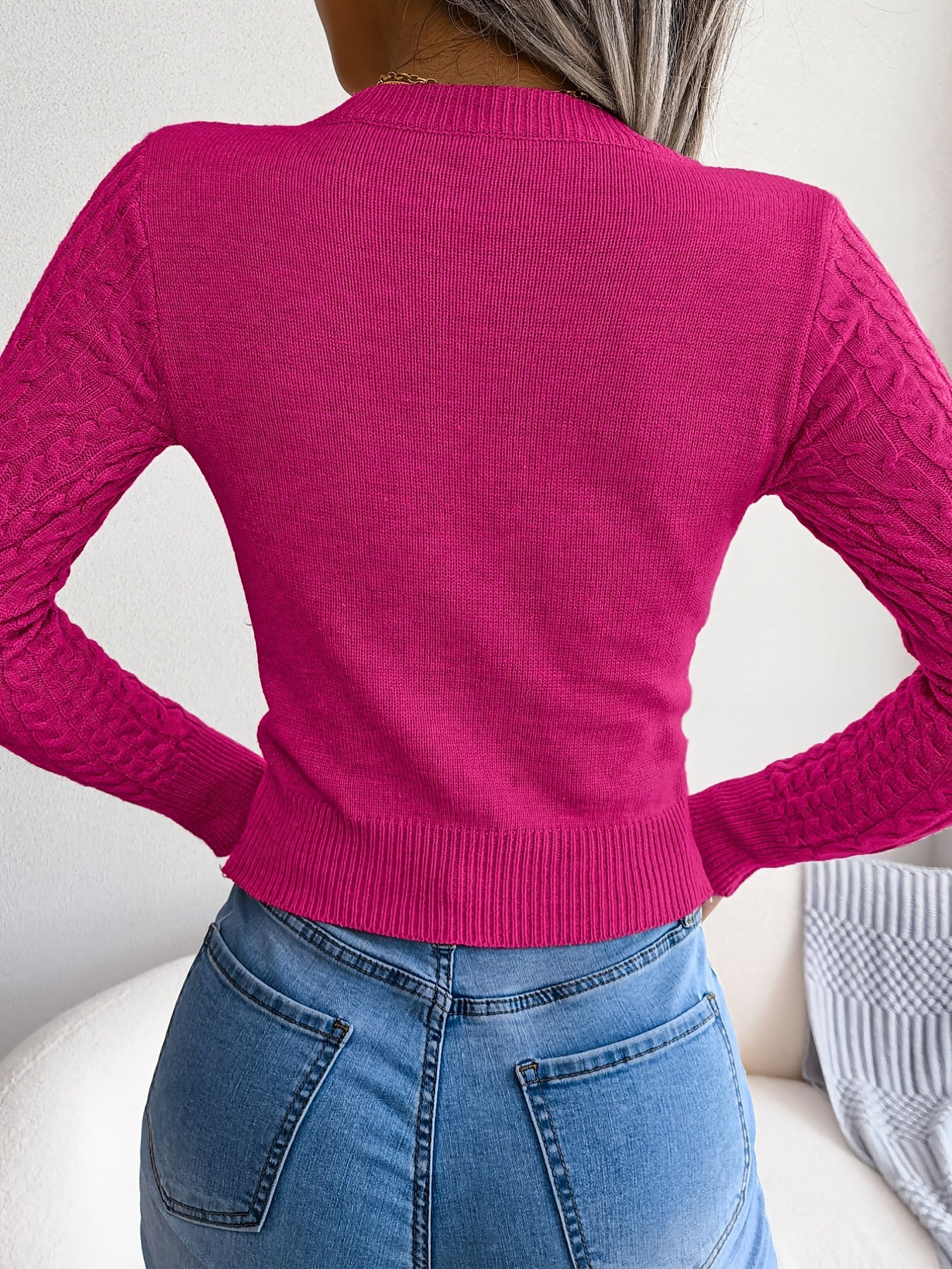 Women'S Long Sleeve Hollow Sweater | High Stretch Fabric, Crew Neck, Sexy Slim Fit, Autumn/Winter