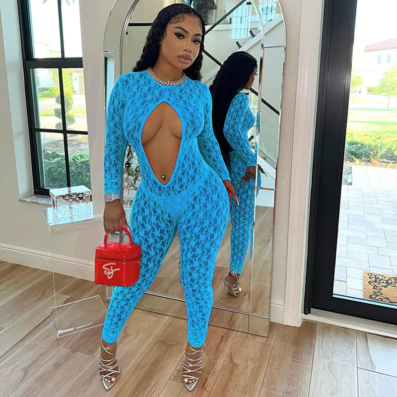 BH1430 Sexy Summer Hollow Lace Romper Backless Jumpsuit with Fitness Casual Style Knitted Skinny Fit for Party Occasions