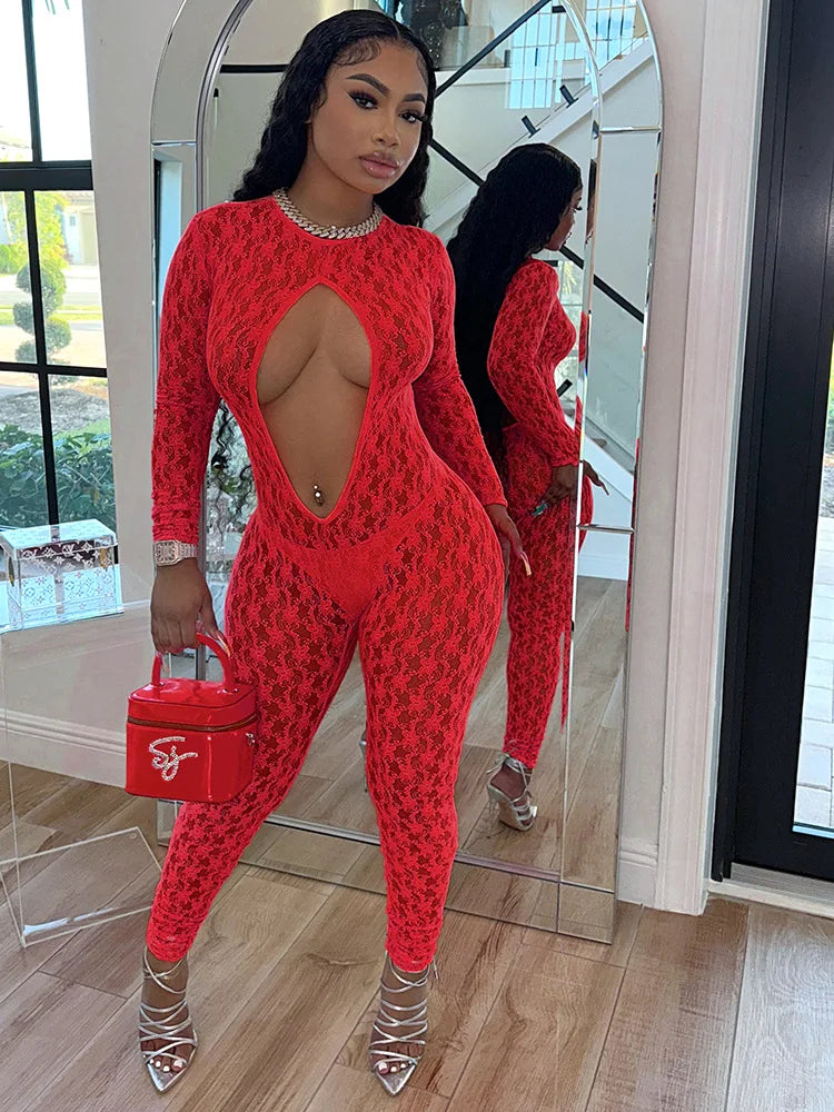 BH1430 Sexy Summer Hollow Lace Romper Backless Jumpsuit with Fitness Casual Style Knitted Skinny Fit for Party Occasions