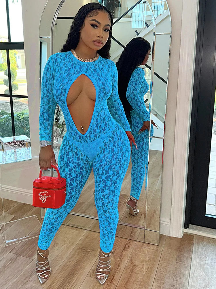 BH1430 Sexy Summer Hollow Lace Romper Backless Jumpsuit with Fitness Casual Style Knitted Skinny Fit for Party Occasions