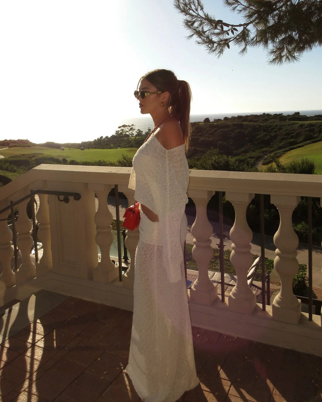 Summer Knit Beach Skirt Sets Women Sexy See Through Holiday Two Piece Outfits Long Sleeve Top and Maxi Skirt Matching Set 2025