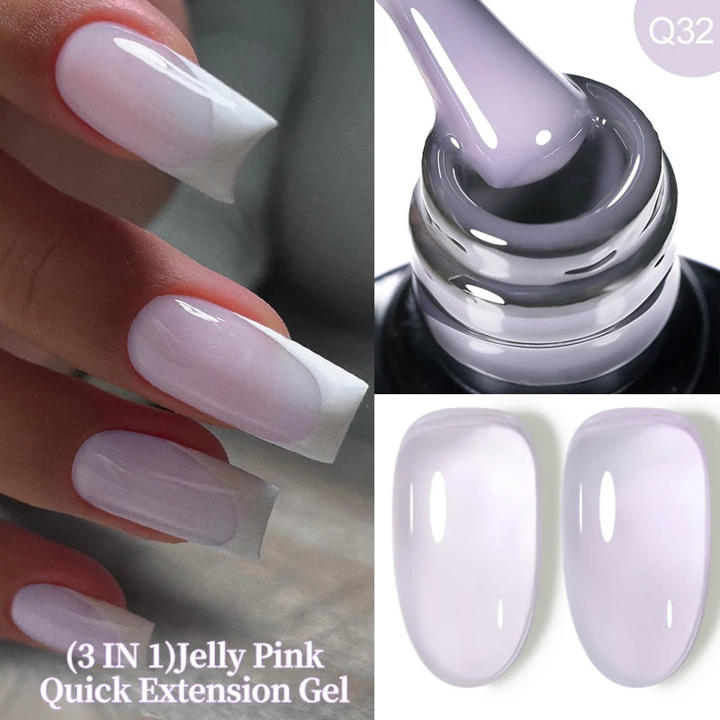 LILYCUTE 15ML Quick Extension Gel Nail Polish Nude Milk White Color Finger Prolong Acrylic Crystal Construction Hard Gel Varnish