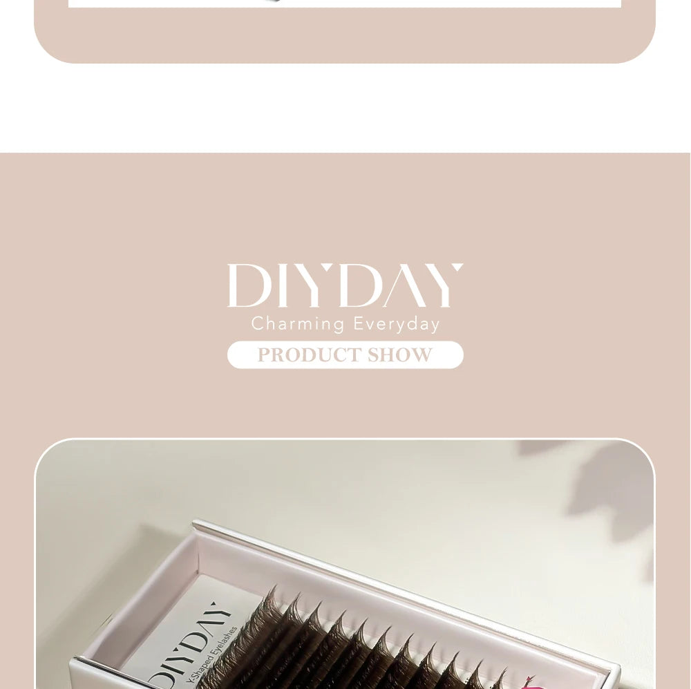 DIYDAY YY Shape Eyelash Extensions C D L LU Curl Brown Lashes Natural Soft Premade Volume Fans Two Tips Y-Shaped False Eyelashes