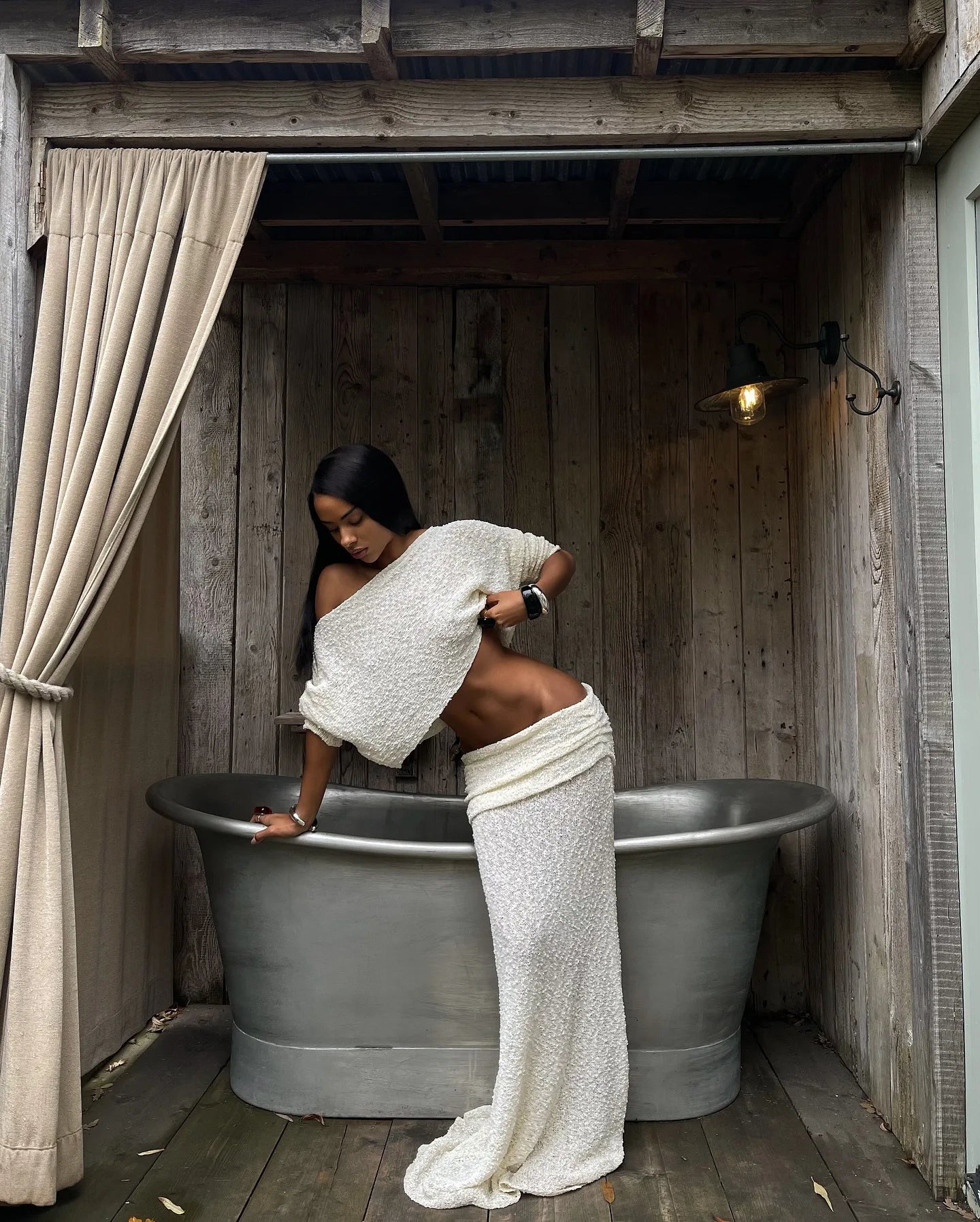 Summer Knit Beach Skirt Sets Women Sexy See Through Holiday Two Piece Outfits Long Sleeve Top and Maxi Skirt Matching Set 2025