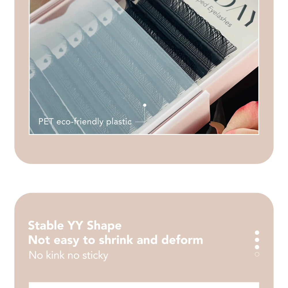 DIYDAY YY Shape Eyelash Extensions C D L LU Curl Brown Lashes Natural Soft Premade Volume Fans Two Tips Y-Shaped False Eyelashes
