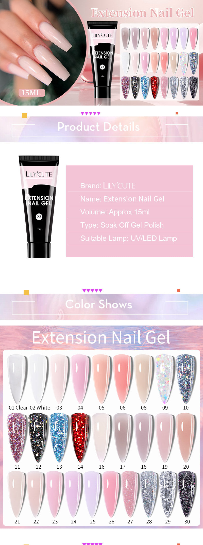 LILYCUTE 15ML Quick Extension Gel Nail Polish Nude Milk White Color Finger Prolong Acrylic Crystal Construction Hard Gel Varnish