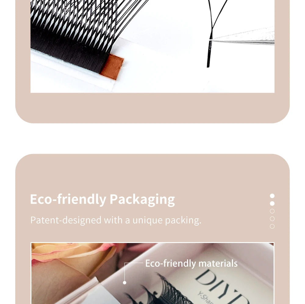 DIYDAY YY Shape Eyelash Extensions C D L LU Curl Brown Lashes Natural Soft Premade Volume Fans Two Tips Y-Shaped False Eyelashes