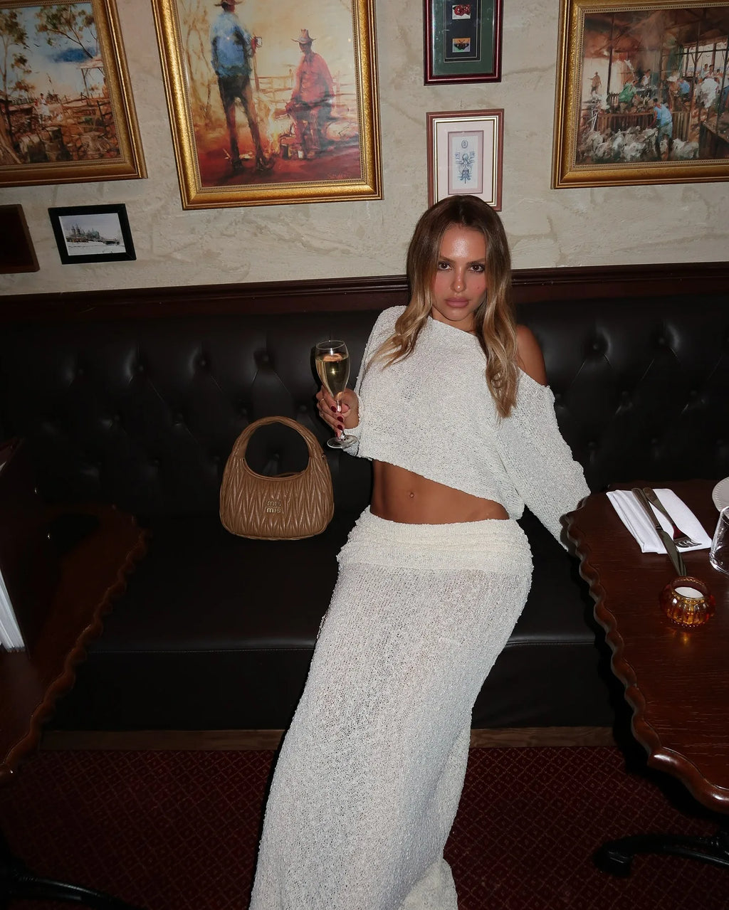 Summer Knit Beach Skirt Sets Women Sexy See Through Holiday Two Piece Outfits Long Sleeve Top and Maxi Skirt Matching Set 2025