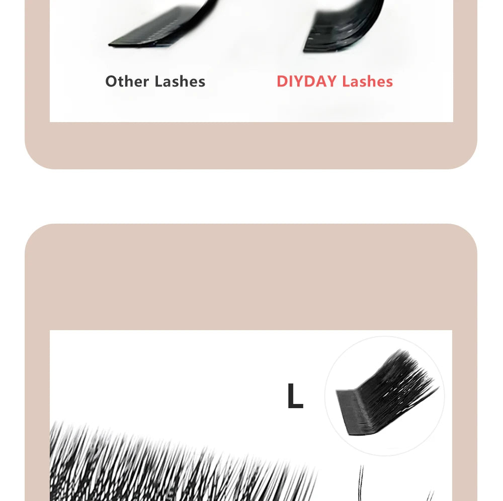 DIYDAY YY Shape Eyelash Extensions C D L LU Curl Brown Lashes Natural Soft Premade Volume Fans Two Tips Y-Shaped False Eyelashes