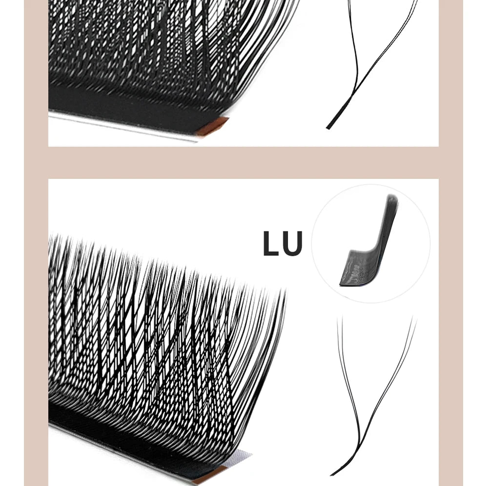 DIYDAY YY Shape Eyelash Extensions C D L LU Curl Brown Lashes Natural Soft Premade Volume Fans Two Tips Y-Shaped False Eyelashes