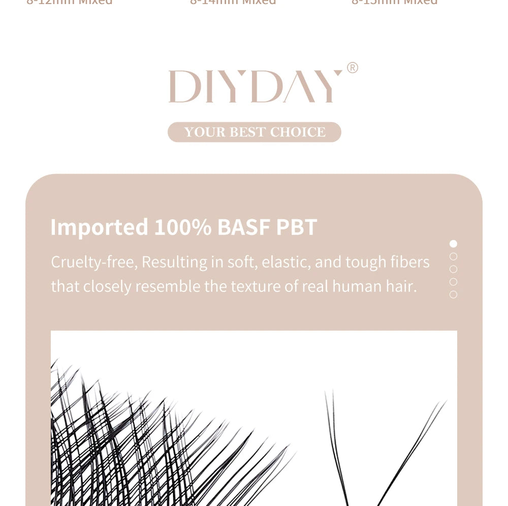 DIYDAY YY Shape Eyelash Extensions C D L LU Curl Brown Lashes Natural Soft Premade Volume Fans Two Tips Y-Shaped False Eyelashes