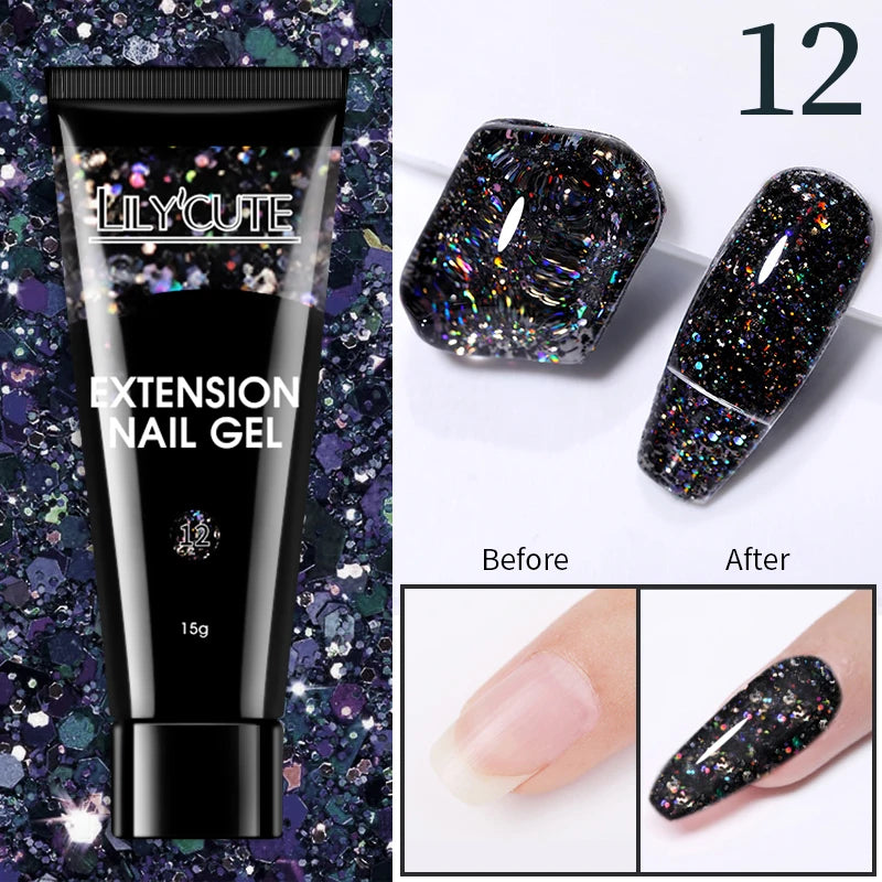 LILYCUTE 15ML Quick Extension Gel Nail Polish Nude Milk White Color Finger Prolong Acrylic Crystal Construction Hard Gel Varnish
