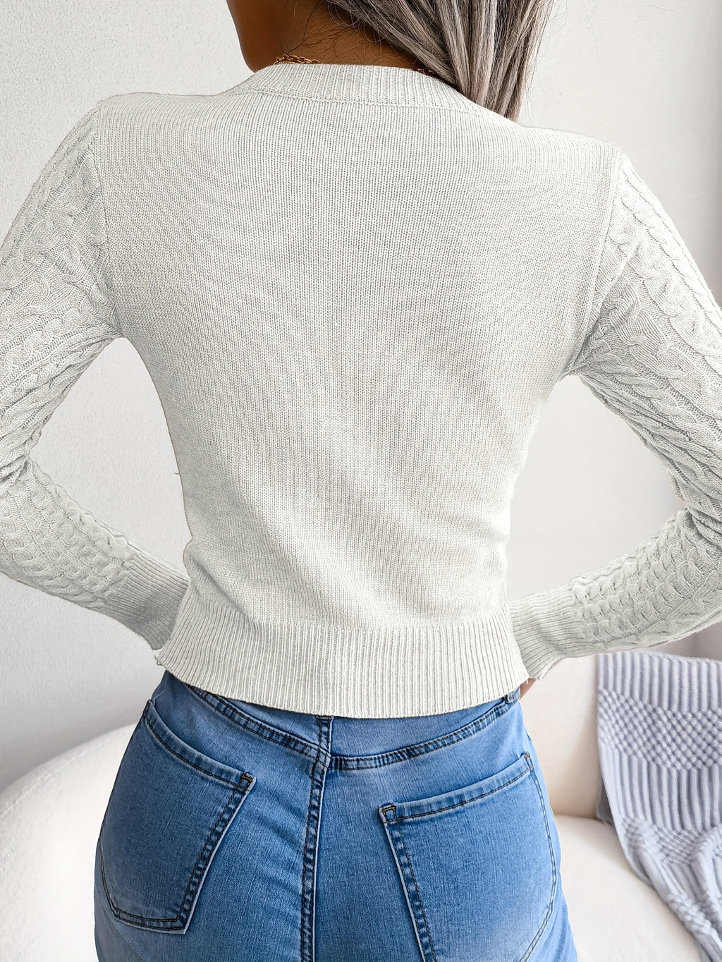 Women'S Long Sleeve Hollow Sweater | High Stretch Fabric, Crew Neck, Sexy Slim Fit, Autumn/Winter
