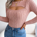 Women'S Long Sleeve Hollow Sweater | High Stretch Fabric, Crew Neck, Sexy Slim Fit, Autumn/Winter